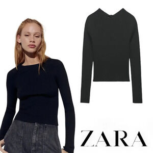ZARA | Black | KNIT SWEATER WITH OPEN BACK